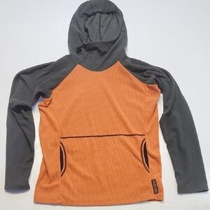 Melanzana Orange and Gray Turtleneck Hooded Sweater